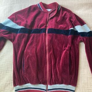 Christian Dior Velour Designer Burgundy Tracksuit Sweatsuit Jacket